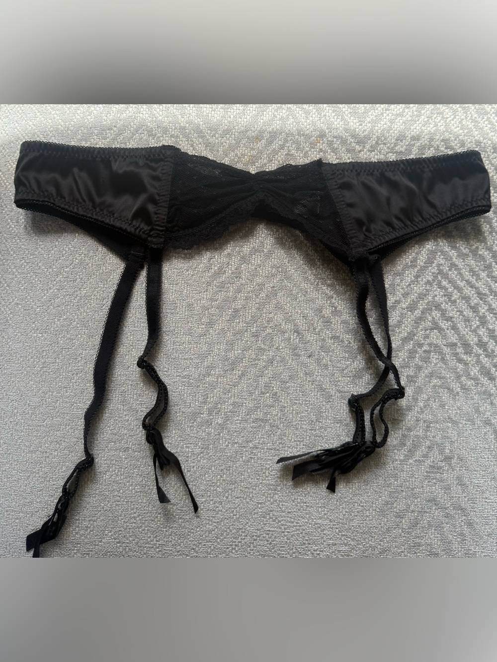 Frederick's of Hollywood Black Lace & Satin Garter Belt